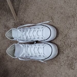 White platform leather converse
